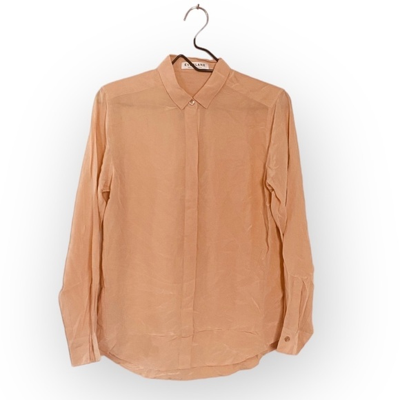 Everlane The Clean Silk Nude Pink Button Down Shirt Blouse Women’s Size Small - Picture 1 of 11